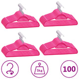 100-delige Kledinghangerset anti-slip fluweel roze