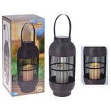 ProGarden Lantaarn met kaars solar LED rattan zwart - AllerleiShop