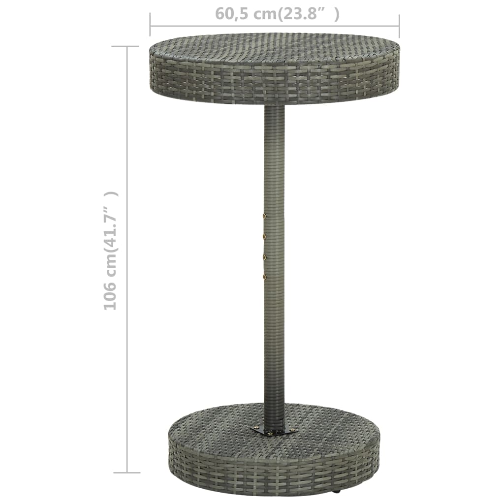 Tuintafel 60,5x106 cm poly rattan grijs - AllerleiShop