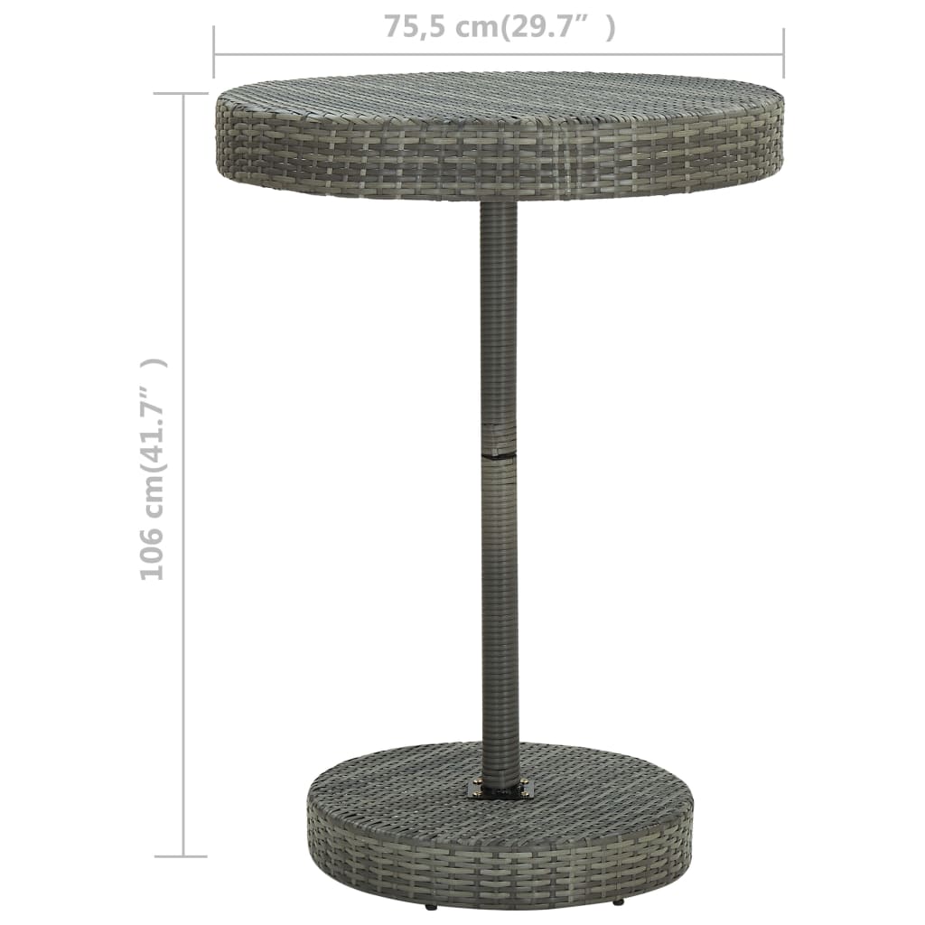 Tuintafel 75,5x106 cm poly rattan grijs - AllerleiShop