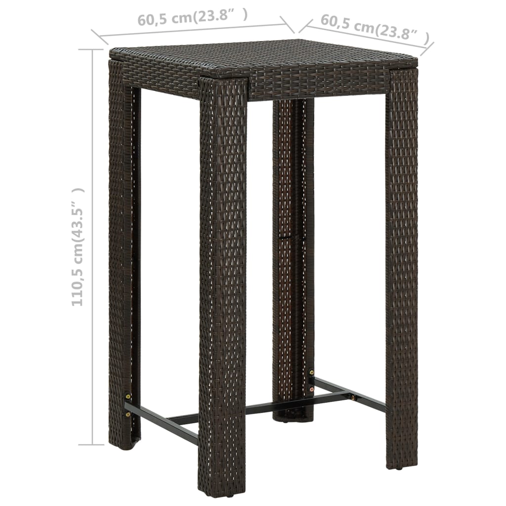 Tuinbartafel 60,5x60,5x110,5 cm poly rattan bruin - AllerleiShop