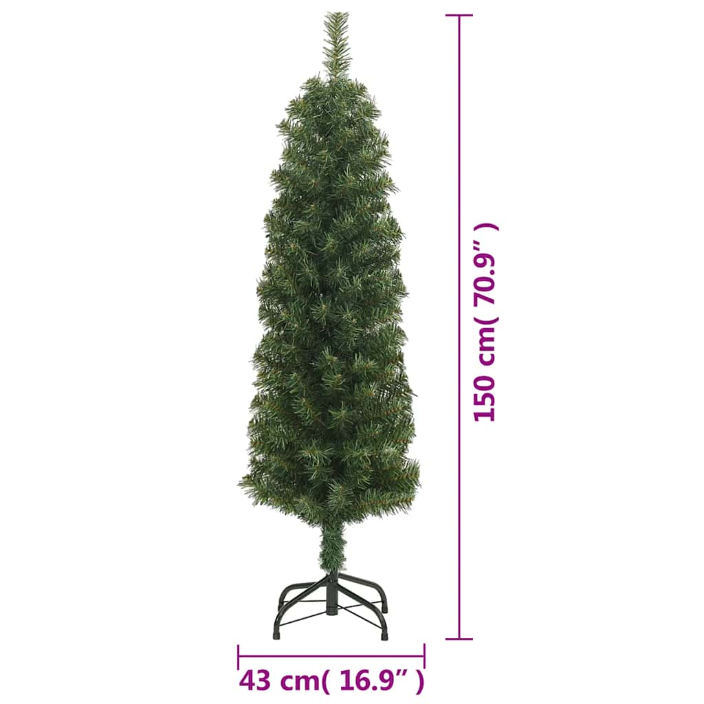 Kunstkerstboom met standaard smal 150 cm PVC groen - AllerleiShop