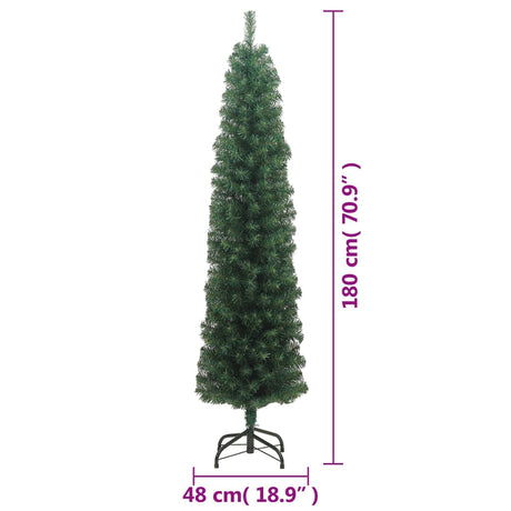 Kunstkerstboom met standaard smal 180 cm PVC groen - AllerleiShop