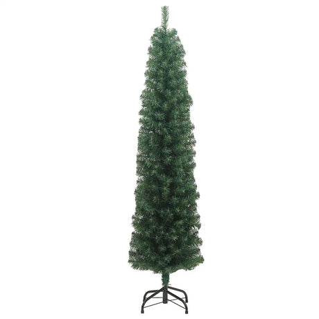 Kunstkerstboom met standaard smal 210 cm PVC groen - AllerleiShop