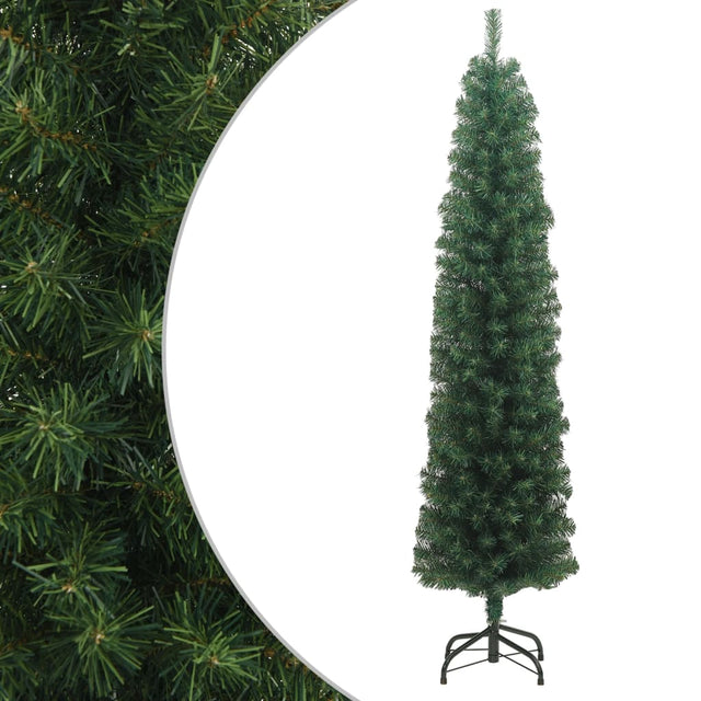 Kunstkerstboom met standaard smal 240 cm PVC groen - AllerleiShop