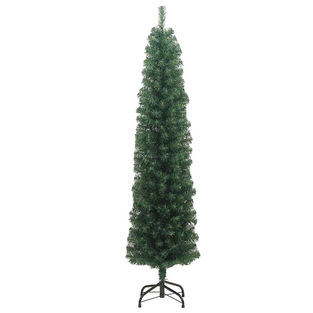 Kunstkerstboom met standaard smal 240 cm PVC groen - AllerleiShop