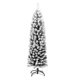 Kunstkerstboom met sneeuw smal 150 cm PVC groen - AllerleiShop