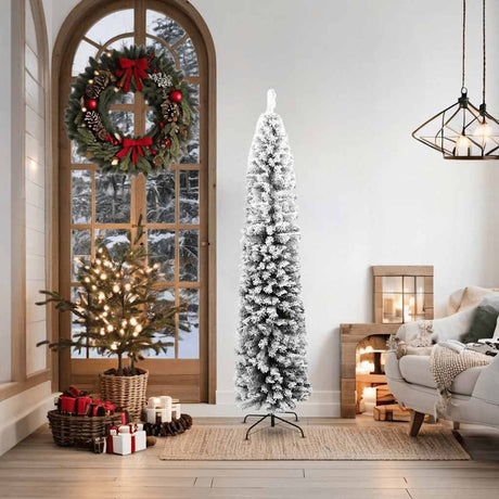 Kunstkerstboom met sneeuw smal 180 cm PVC groen - AllerleiShop