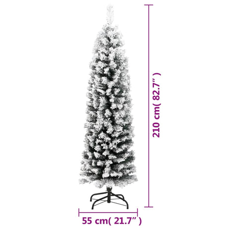 Kunstkerstboom met sneeuw smal 210 cm PVC groen - AllerleiShop