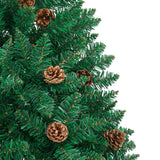 Kerstboom met echt hout en dennenappels smal 180 cm PVC groen - AllerleiShop