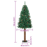 Kerstboom met echt hout en dennenappels smal 180 cm PVC groen - AllerleiShop