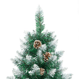 Kerstboom met echt hout en sneeuw smal 210 cm groen - AllerleiShop