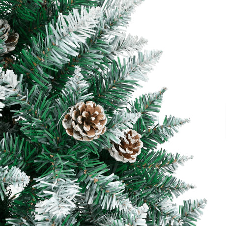 Kerstboom met echt hout en sneeuw smal 210 cm groen - AllerleiShop