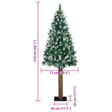 Kerstboom met echt hout en sneeuw smal 210 cm groen - AllerleiShop