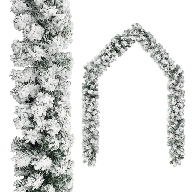 Kerstslinger met sneeuw 10 m PVC groen - AllerleiShop