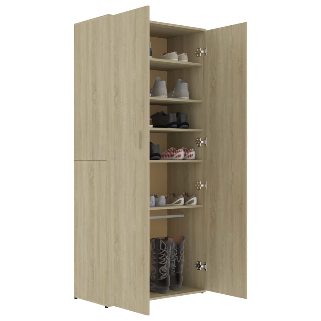 Schoenenkast 80x39x178 cm bewerkt hout sonoma eikenkleurig