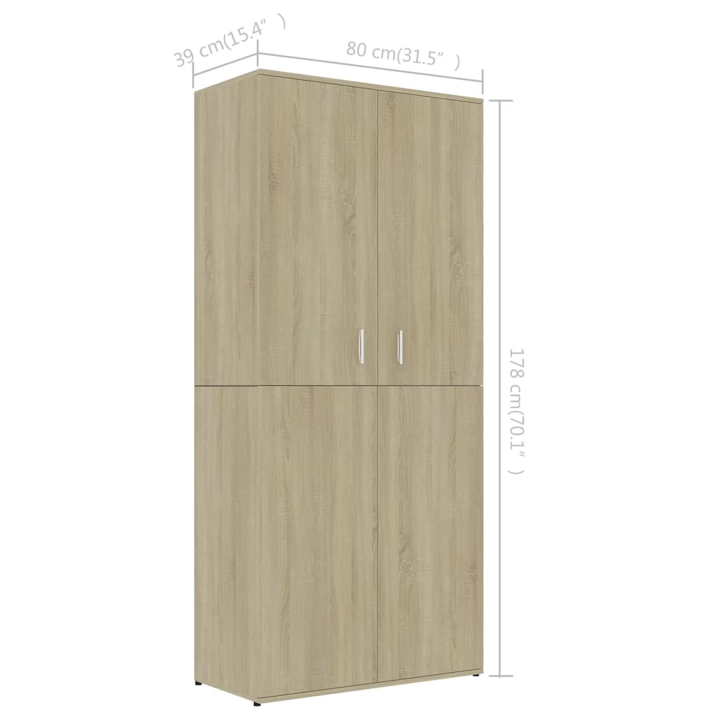 Schoenenkast 80x39x178 cm bewerkt hout sonoma eikenkleurig