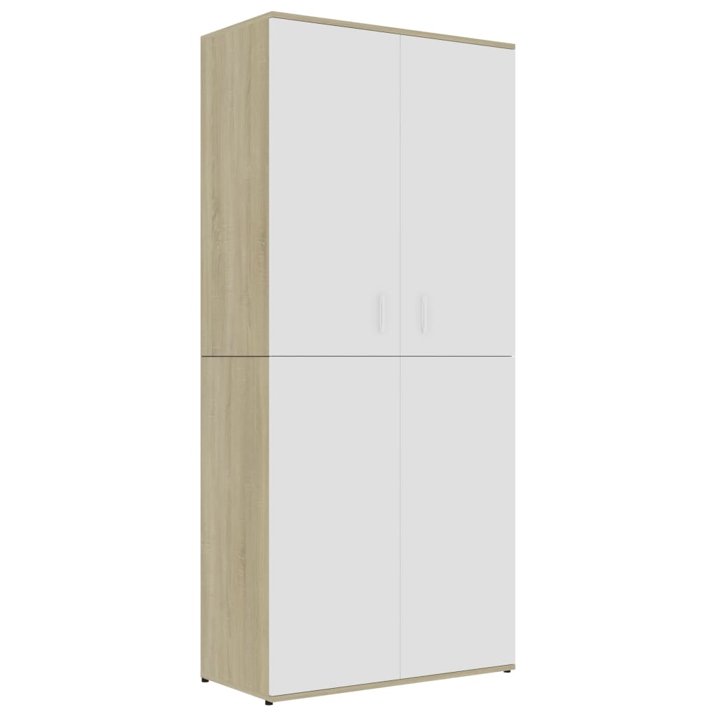 Schoenenkast 80x39x178 cm bewerkt hout wit en sonoma eikenkleur - AllerleiShop