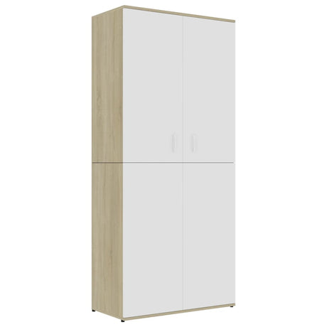 Schoenenkast 80x39x178 cm bewerkt hout wit en sonoma eikenkleur - AllerleiShop