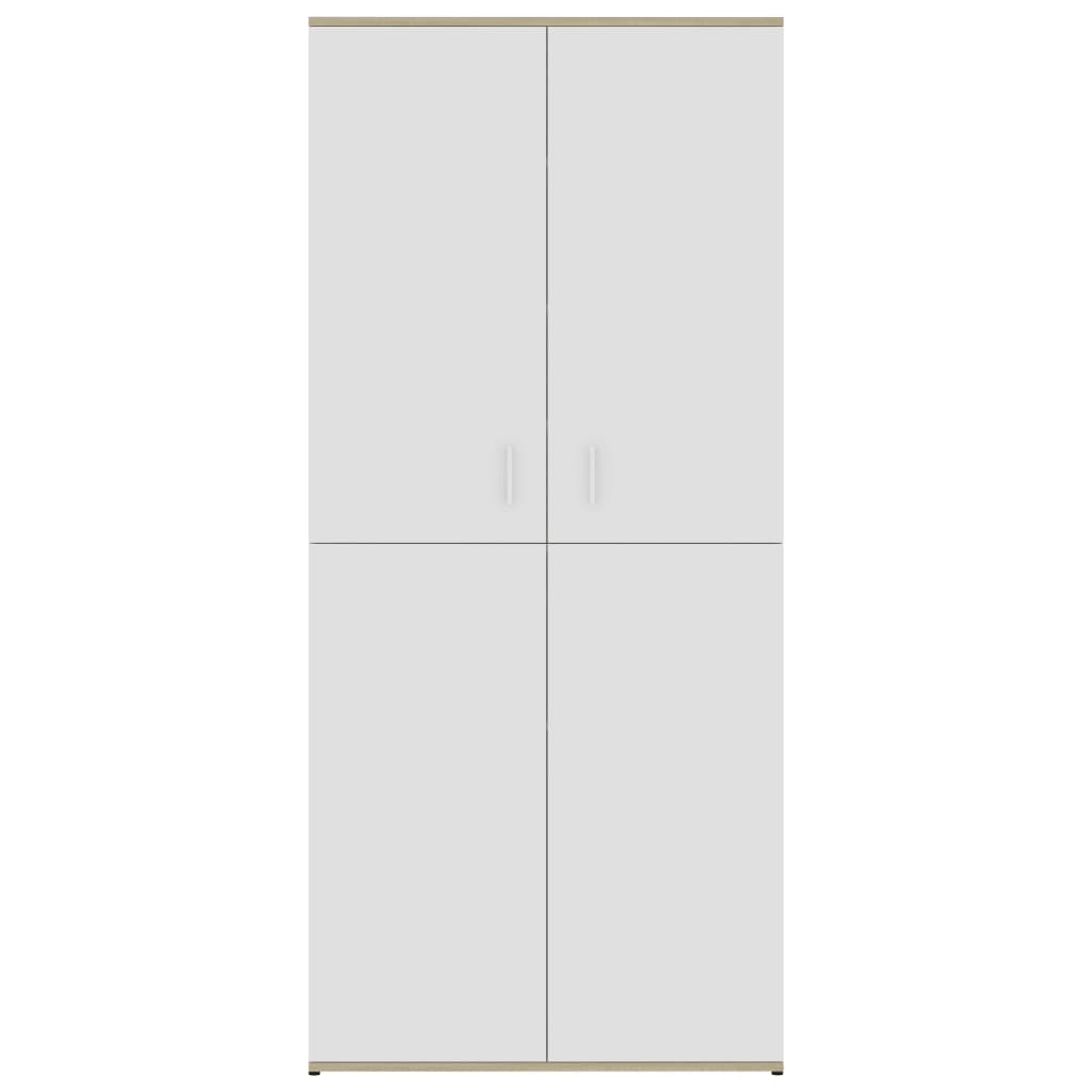 Schoenenkast 80x39x178 cm bewerkt hout wit en sonoma eikenkleur - AllerleiShop