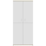 Schoenenkast 80x39x178 cm bewerkt hout wit en sonoma eikenkleur - AllerleiShop