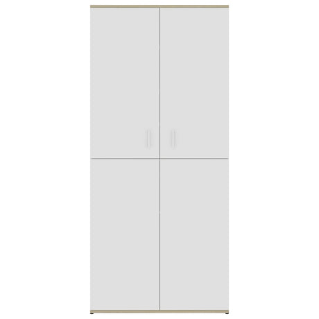 Schoenenkast 80x39x178 cm bewerkt hout wit en sonoma eikenkleur - AllerleiShop