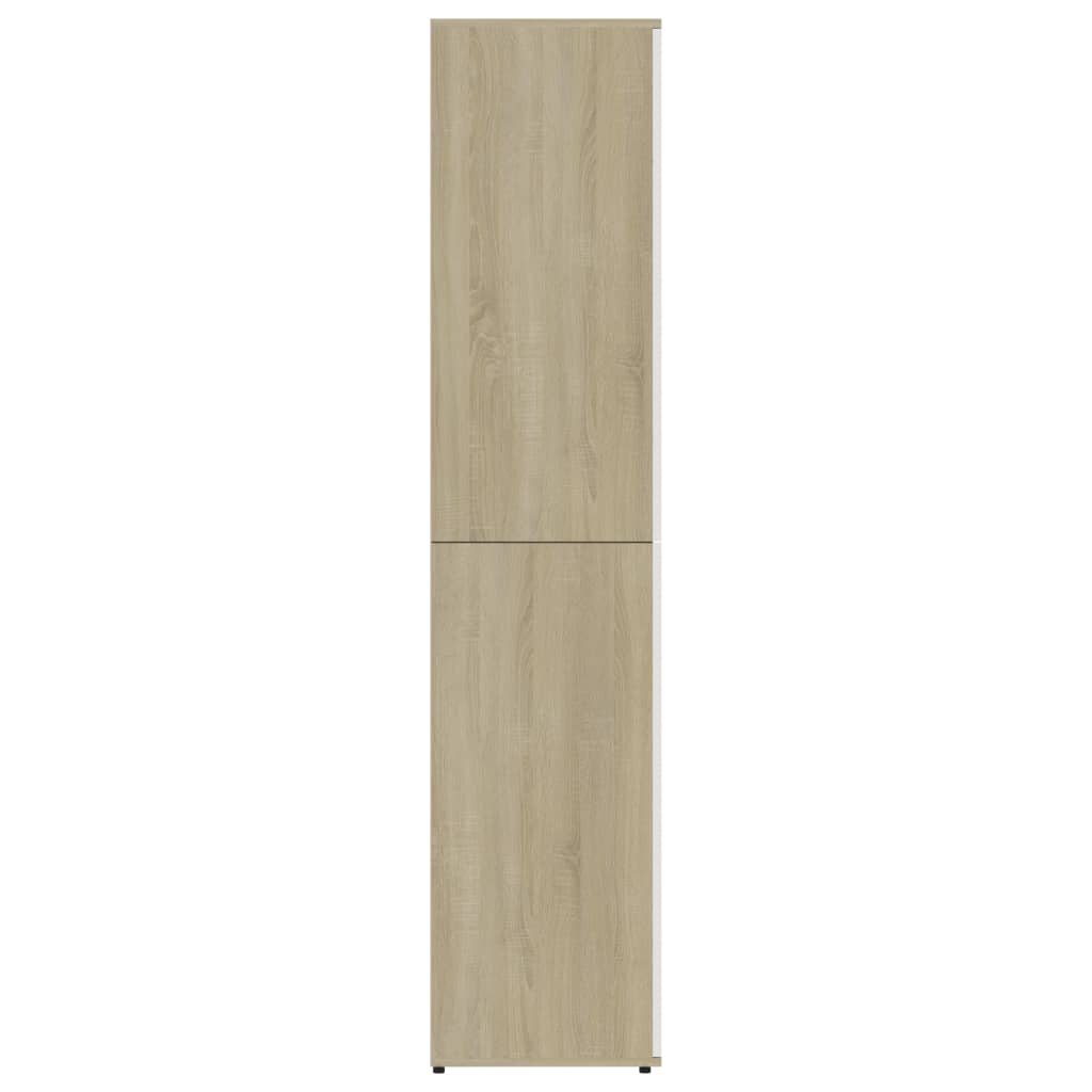 Schoenenkast 80x39x178 cm bewerkt hout wit en sonoma eikenkleur - AllerleiShop