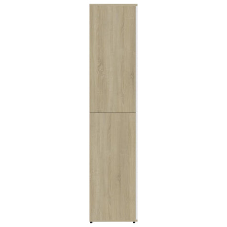 Schoenenkast 80x39x178 cm bewerkt hout wit en sonoma eikenkleur - AllerleiShop