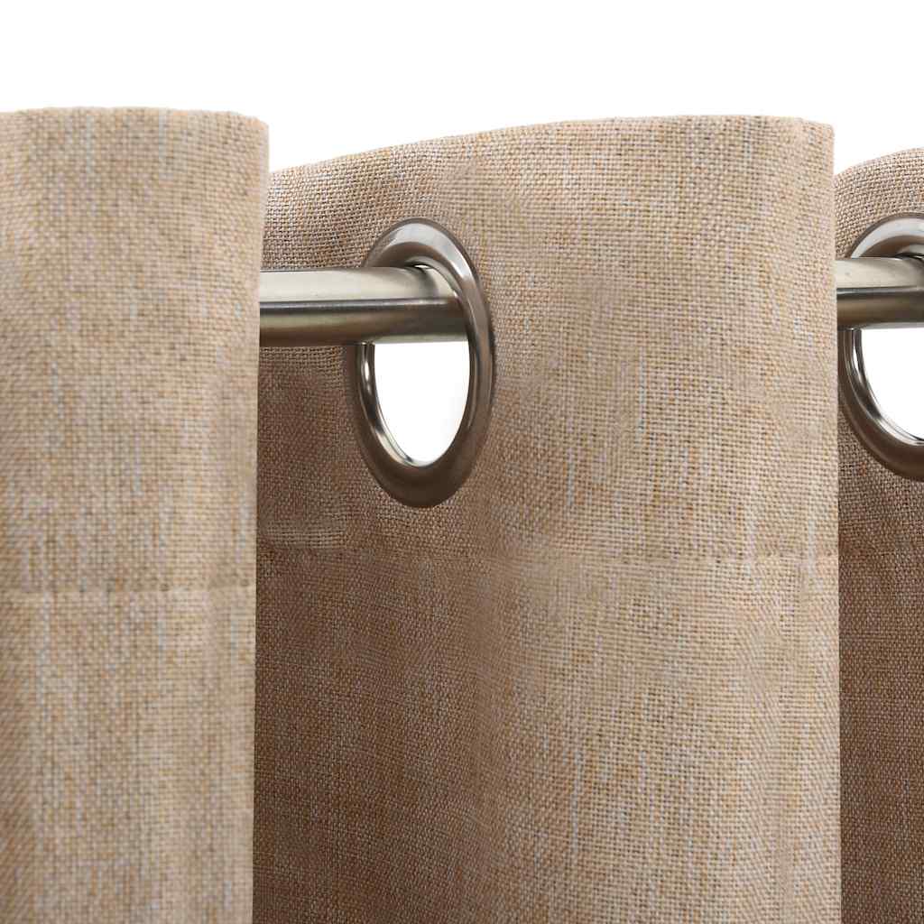 Gordijnen linnen-look verduisterend ogen 2 st 140x175 cm beige - AllerleiShop