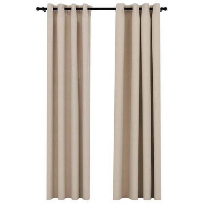 Gordijnen linnen-look verduisterend ogen 2 st 140x225 cm beige - AllerleiShop