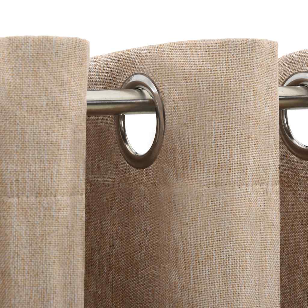 Gordijnen linnen-look verduisterend ogen 2 st 140x245 cm beige - AllerleiShop