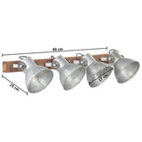 Wandlamp industrieel E27 90x25 cm zilverkleurig