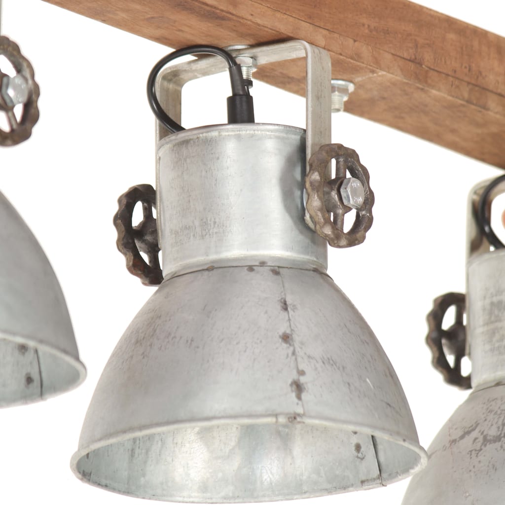 Plafondlamp industrieel E27 mangohout zilverkleurig - AllerleiShop