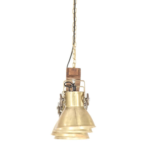 Plafondlamp industrieel E27 mangohout messingkleurig - AllerleiShop