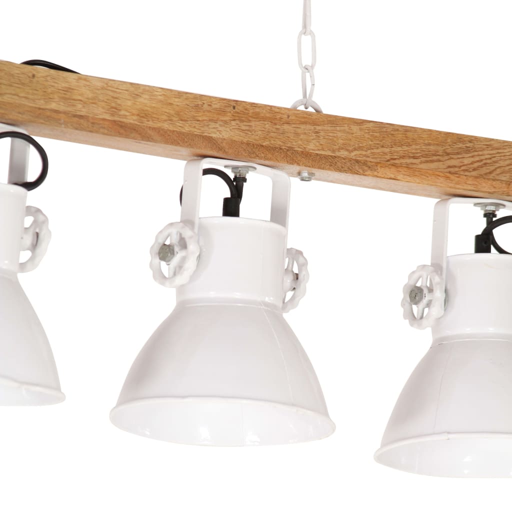 Plafondlamp industrieel E27 mangohout wit - AllerleiShop