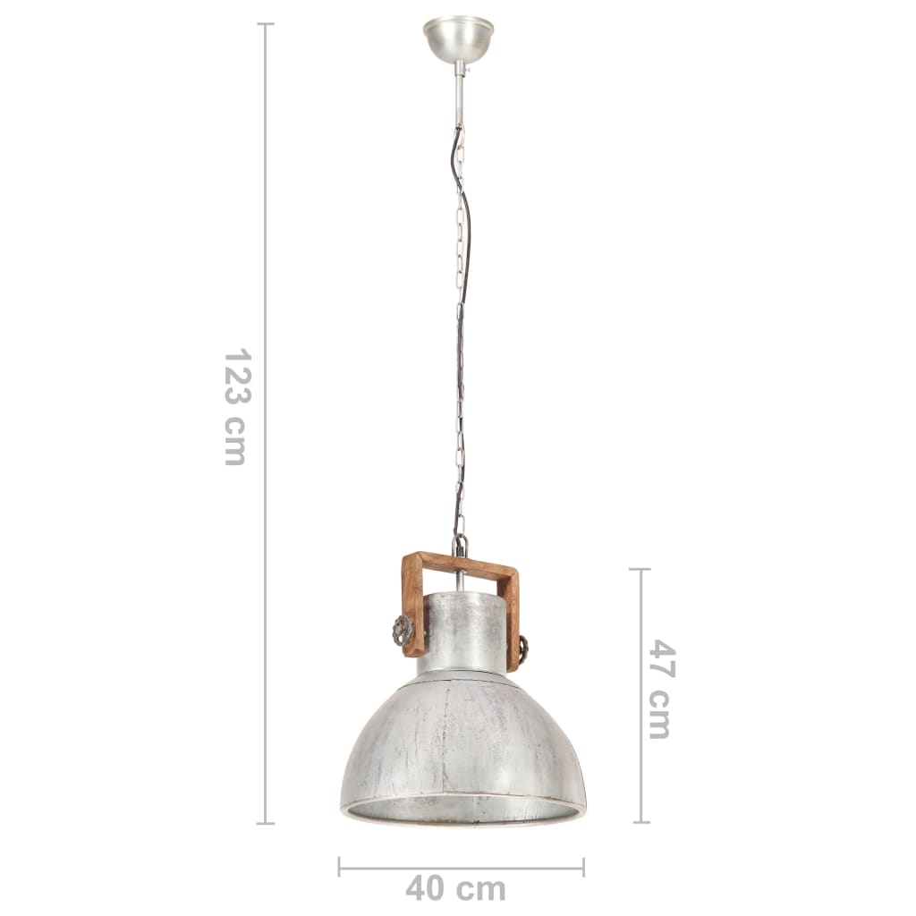 Hanglamp industrieel rond 25 W E27 40 cm zilverkleurig