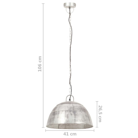 Hanglamp industrieel vintage rond 25 W E27 41 cm zilverkleurig - AllerleiShop