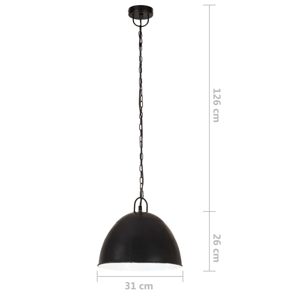 Hanglamp industrieel vintage rond 25 W E27 31 cm zwart - AllerleiShop