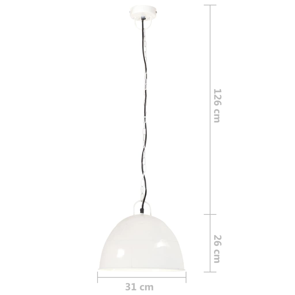 Hanglamp industrieel vintage rond 25 W E27 31 cm wit - AllerleiShop