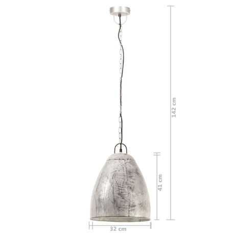 Hanglamp industrieel rond 25 W E27 32 cm zilverkleurig - AllerleiShop