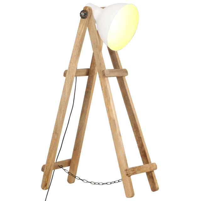 Vloerlamp E27 massief mangohout wit - AllerleiShop