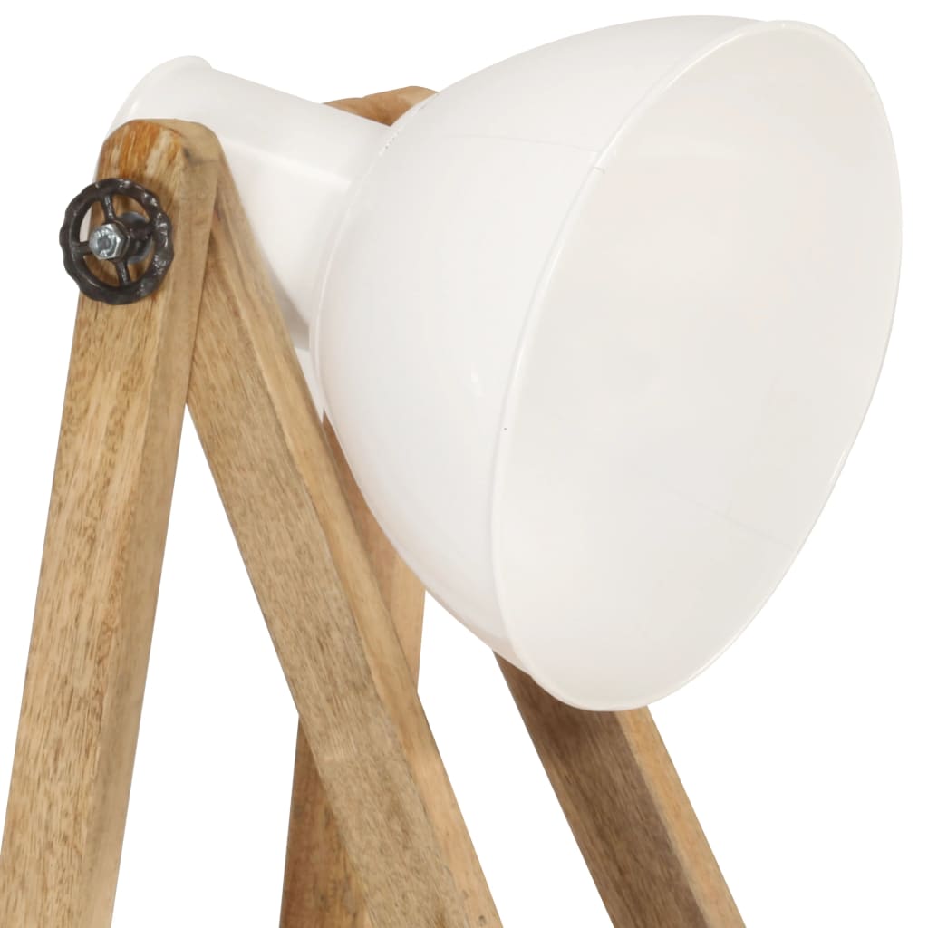 Vloerlamp E27 massief mangohout wit - AllerleiShop