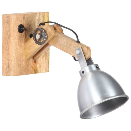 Wandlamp E27 massief mangohout en ijzer zilverkleurig - AllerleiShop