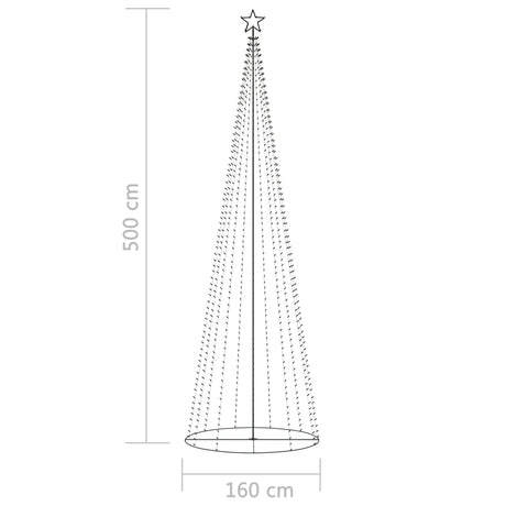 Kegelkerstboom 752 meerkleurige LED's 160x500 cm - AllerleiShop