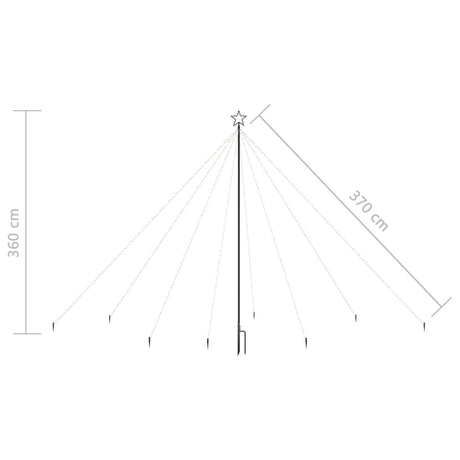 Kerstboomverlichting waterval binnen buiten 576 LED's 3,6 m - AllerleiShop