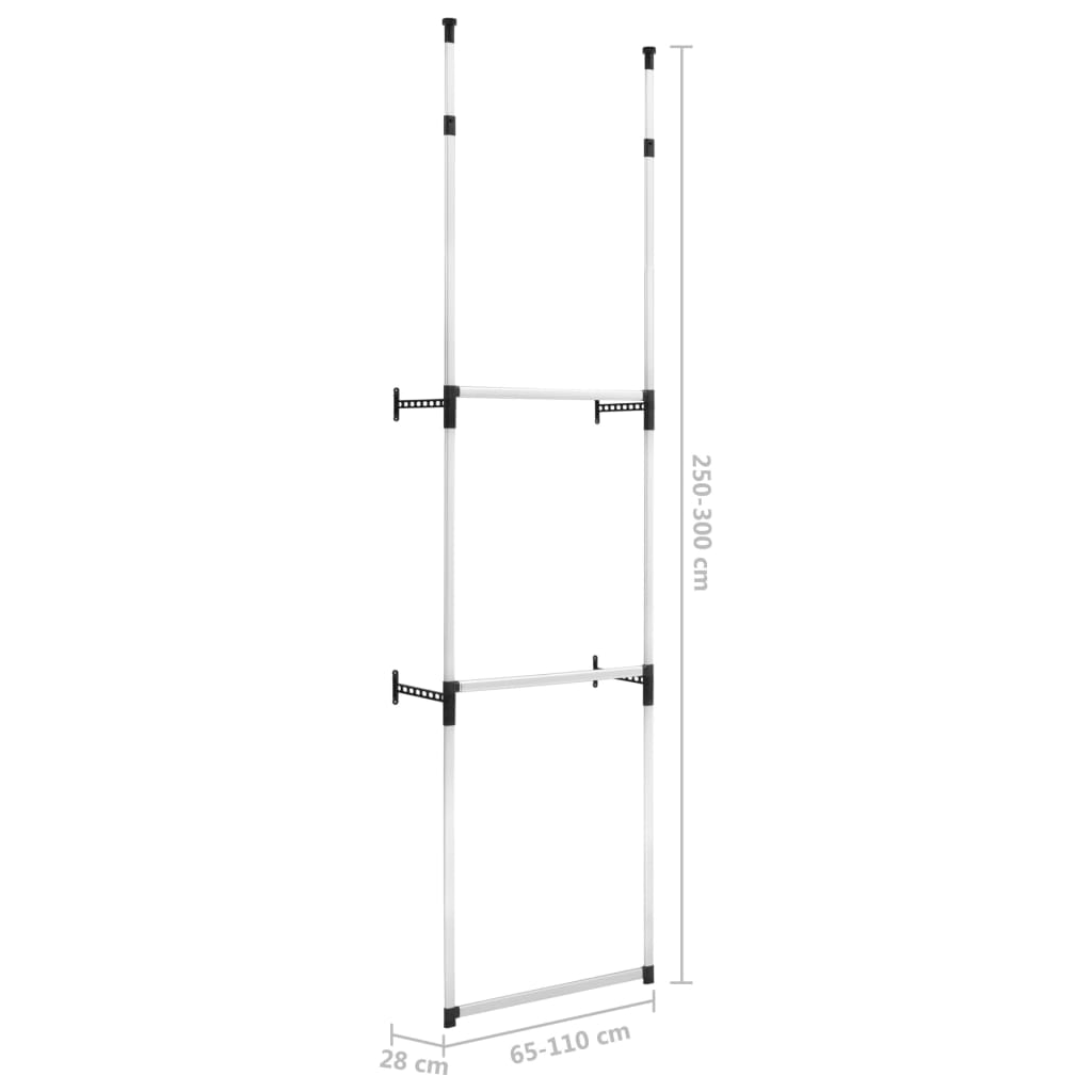 Kledingkastsysteem met stangen telescopisch aluminium - AllerleiShop