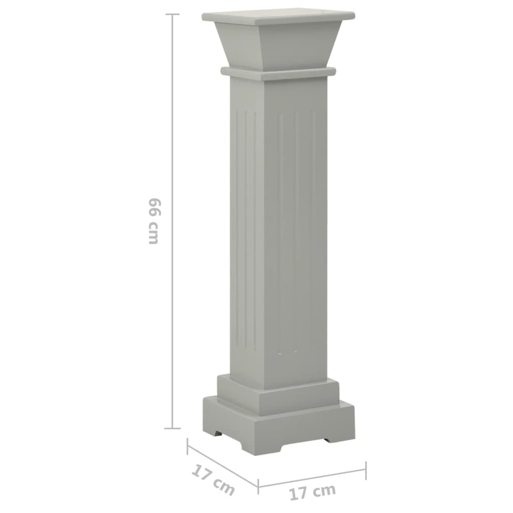 Plantenstandaard klassieke zuil vierkant 17x17x66 cm MDF grijs - AllerleiShop