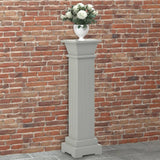 Plantenstandaard klassieke zuil vierkant 17x17x66 cm MDF grijs - AllerleiShop