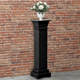 Plantenstandaard klassieke zuil vierkant 17x17x66 cm MDF zwart - AllerleiShop