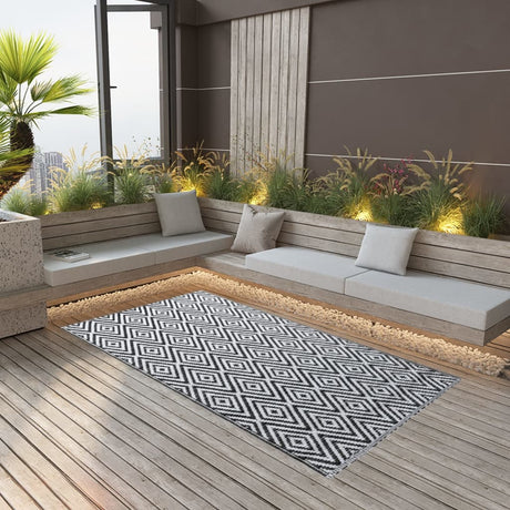 Buitenkleed 190x290 cm PP wit en zwart - AllerleiShop